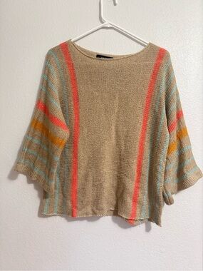 Boho Striped Lightweight Knit Sweater Loose Fit